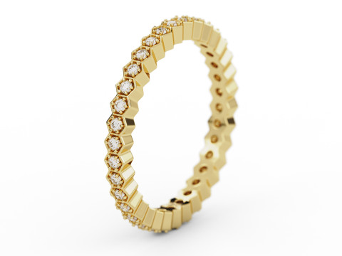 Vessel Honeycomb Diamond Eternity Band Ring 3D Print Model