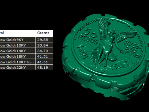Wings of Victory Gold Coin Nugget Signet Ring Model do druku 3D