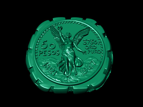 Wings of Victory Gold Coin Nugget Signet Ring Model do druku 3D