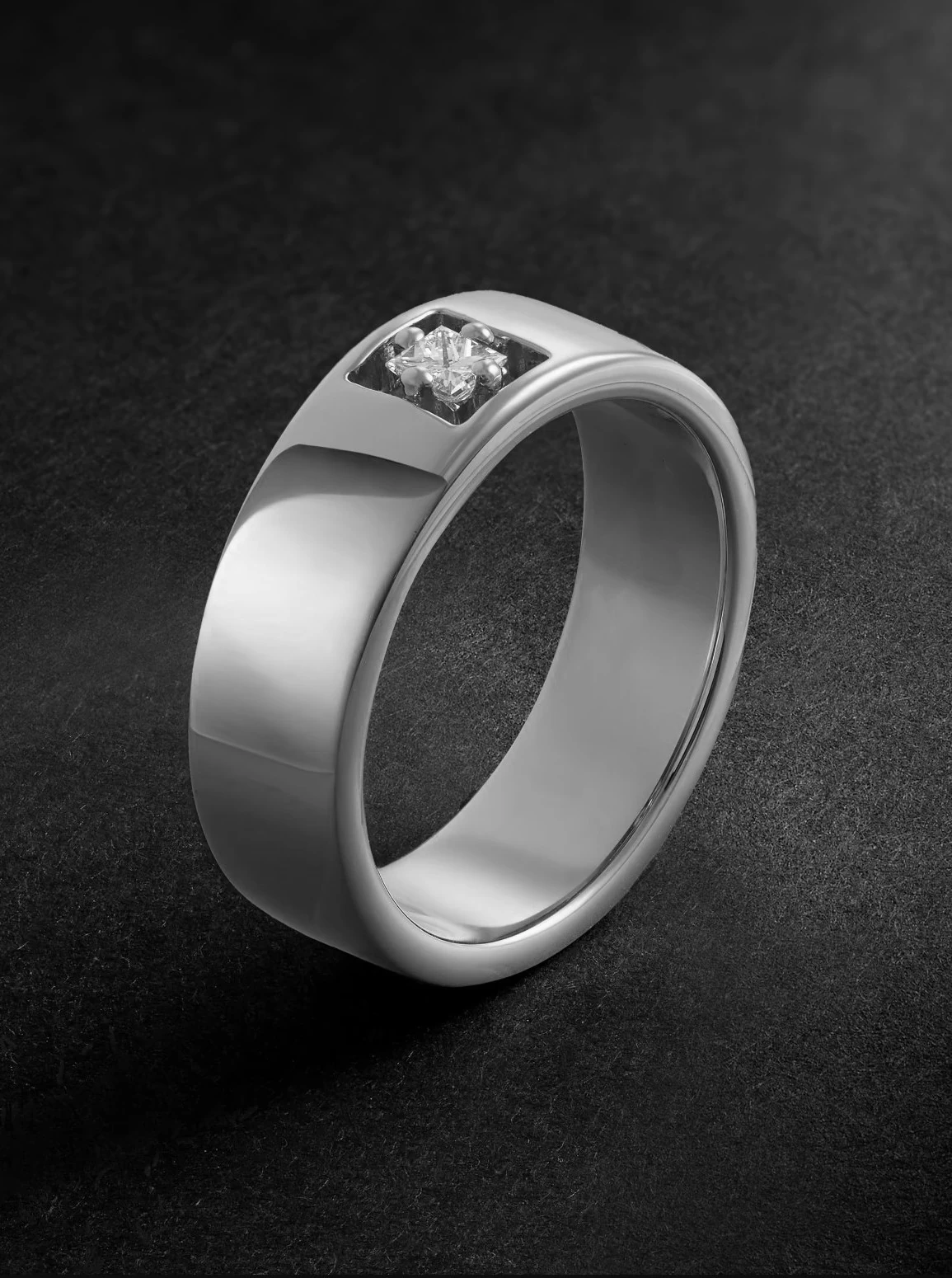 Princess Cut Solitaire Diamond Wide Band Ring 3D Print Model .c4d .max .obj .3ds .fbx .stl .blend 