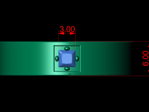 Princess Cut Solitaire Diamond Wide Band Ring 3D Print Model