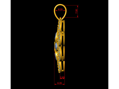 Diamond Floral Swirl Pendant 3D Baskı Modeli
