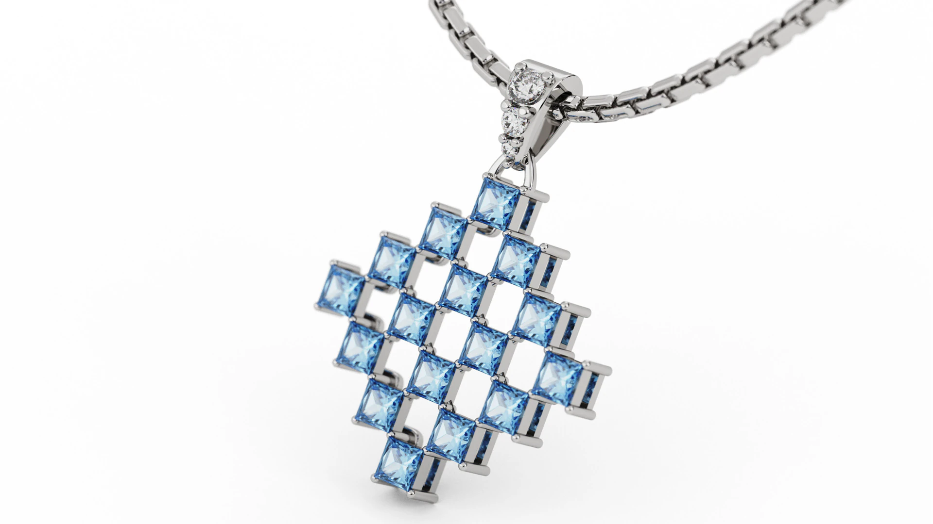 Diamond Matrix Princess Cut Pendant 3D Print Model .c4d .max .obj .3ds .fbx .stl .blend