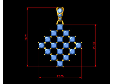 Diamond Matrix Princess Cut Pendant Modèles 3D en vedette