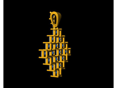Diamond Matrix Princess Cut Pendant Modèles 3D en vedette