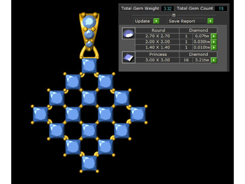 Diamond Matrix Princess Cut Pendant Modèles 3D en vedette