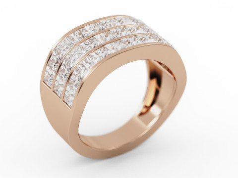 Princess Cut Channel Engagement Diamond Ring 3D printmodel