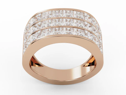 Princess Cut Channel Engagement Diamond Ring 3D Print Model