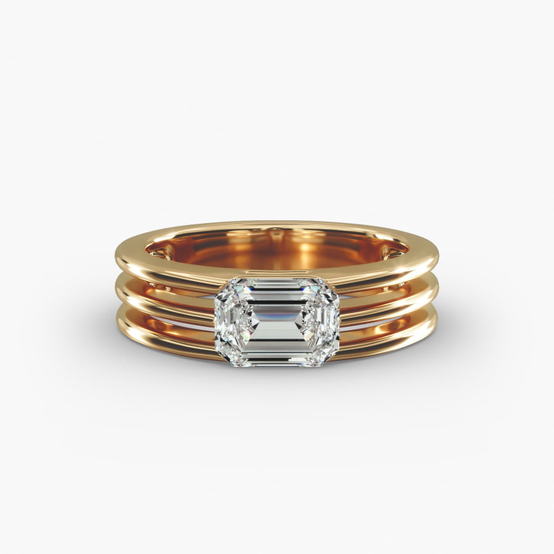 Gold Ridged Dome Solitaire Engagement Ring 3D Принт Модель .c4d .max .obj .3ds .fbx .stl .blend 