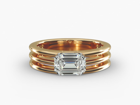 Gold Ridged Dome Solitaire Engagement Ring 3D 프린트 모델