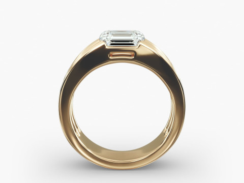 Gold Ridged Dome Solitaire Engagement Ring 3D Принт Модель