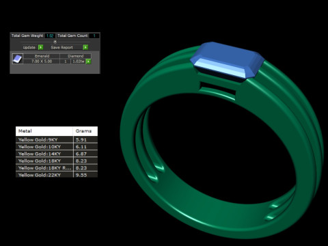 Gold Ridged Dome Solitaire Engagement Ring 3D Принт Модель