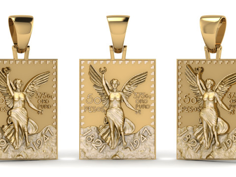 50 Pesos Mexican Gold Nugget TAG Pendant 3Dプリントモデル