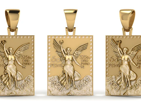 Wisiorek z meksykańskim złotem samorodkiem o wartości 50 peso Model do druku 3D