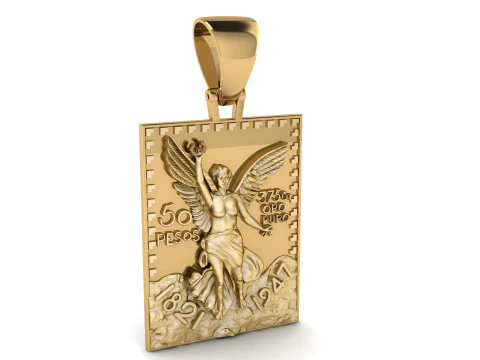 50 Pesos Mexican Gold Nugget TAG Pendant 3D Print Model