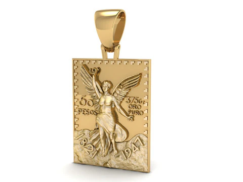 50 Pesos Mexican Gold Nugget TAG Pendant 3D Print Model