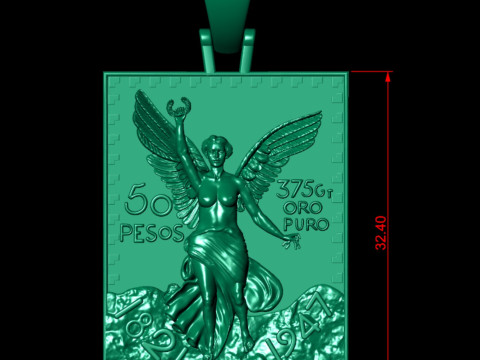 50 Pesos Mexican Gold Nugget TAG Pendant 3D-Druckmodell