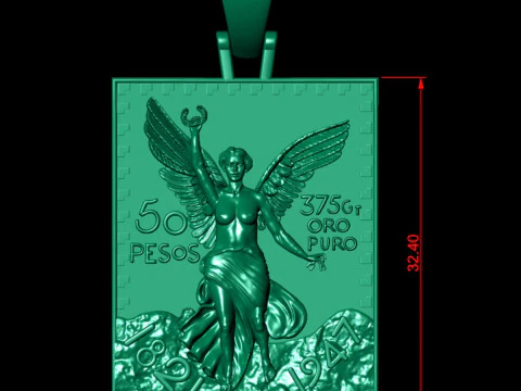50 Pesos Mexican Gold Nugget TAG Pendant 3D Print Model