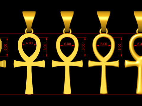 5 Plain Gold Ankh Egyptian Cross Pendant 3D Baskı Modeli