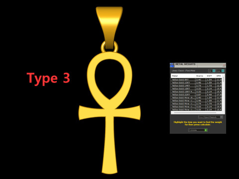 5 Plain Gold Ankh Egyptian Cross Pendant 3D Baskı Modeli