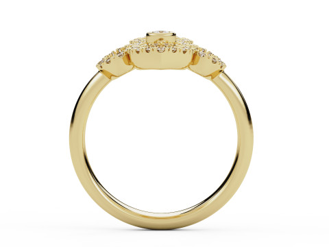 Clover Flower Diamond Engagement Ring 3D Baskı Modeli