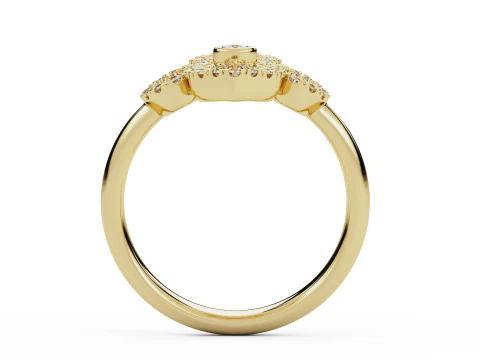 Clover Flower Diamond Engagement Ring 3D Print Model