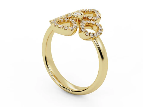 Clover Flower Diamond Engagement Ring 3D Print Model