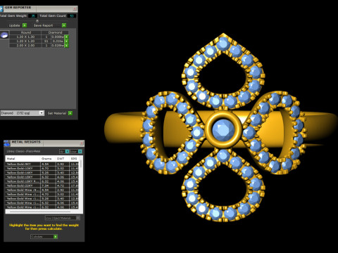 Clover Flower Diamond Engagement Ring 3D Baskı Modeli