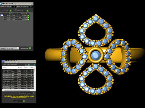 Clover Flower Diamond Engagement Ring 3D Print Model
