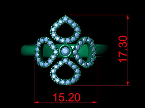 Clover Flower Diamond Engagement Ring 3D Baskı Modeli