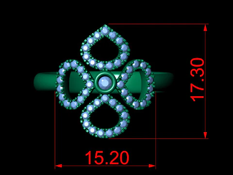 Clover Flower Diamond Engagement Ring 3D Print Model