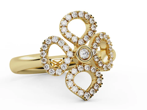 Anel de noivado de diamante flor trevo Modelo de Impressão 3D