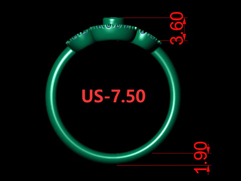 Clover Flower Diamond Engagement Ring 3D Print Model