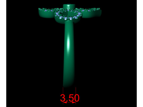 Clover Flower Diamond Engagement Ring 3D Baskı Modeli