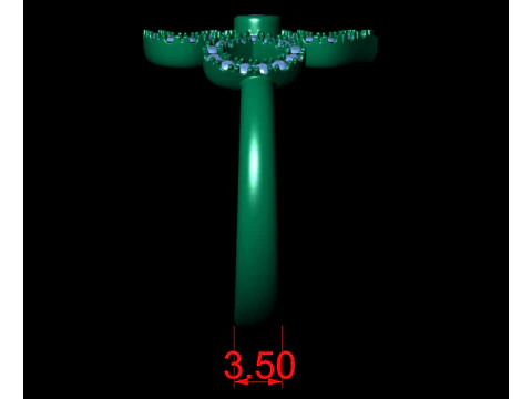 Clover Flower Diamond Engagement Ring 3D Print Model