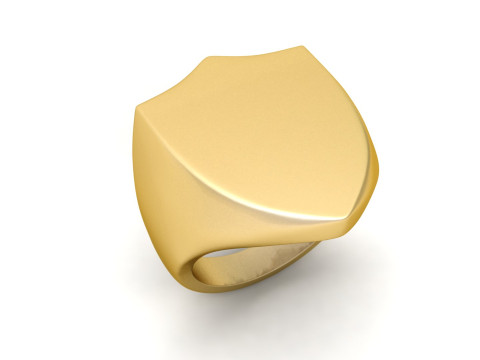 Shield Shape Gents Plain Gold Signet Ring in 5 Size 3D Print Model