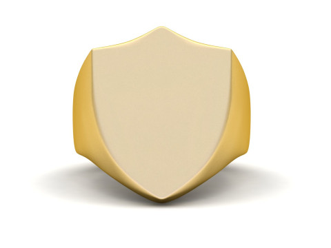 Shield Shape Gents Plain Gold Signet Ring in 5 Size 3D Print Model