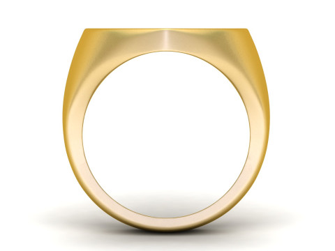 Shield Shape Gents Plain Gold Signet Ring in 5 Size 3D Print Model
