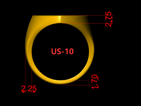 Shield Shape Gents Plain Gold Signet Ring in 5 Size 3D Print Model