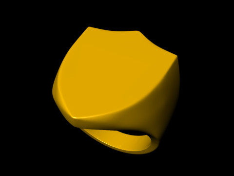Shield Shape Gents Plain Gold Signet Ring in 5 Size 3D Print Model