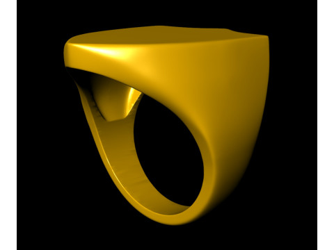 Shield Shape Gents Plain Gold Signet Ring in 5 Size 3D Print Model