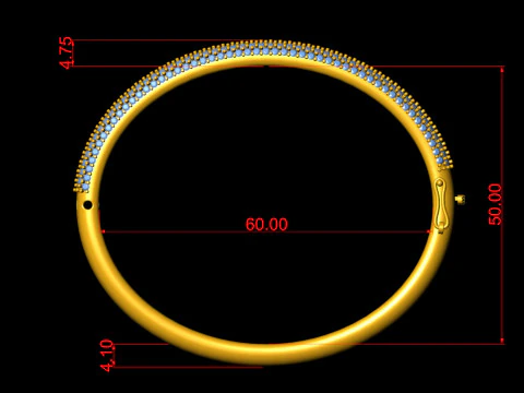 Womens Diamond Braslate with Lock Clasp 3D Print Model