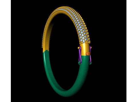 Womens Diamond Braslate with Lock Clasp 3D Print Model