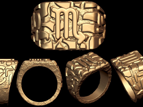 Scorpio Horoscope Zodiac Nugget Ring 3Dプリントモデル