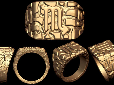 Anel de pepita do zod&iacute;aco do hor&oacute;scopo de Escorpi&atilde;o Modelo de Impressão 3D