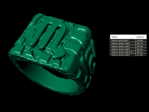 Scorpio Horoscope Zodiac Nugget Ring 3D Print Model