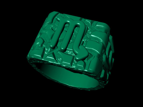 Scorpio Horoscope Zodiac Nugget Ring 3D Print Model