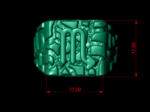 Scorpio Horoscope Zodiac Nugget Ring 3D Print Model