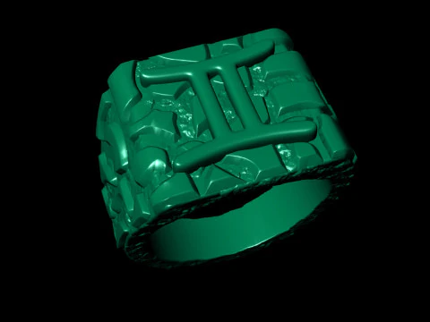 Gemini Horoscope Zodiac Nugget Ring 3D Print Model