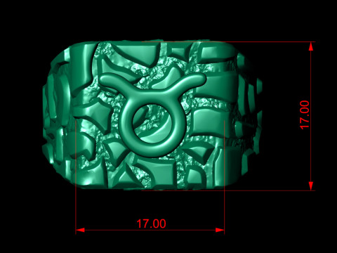 Taurus Horoscope Zodiac Nugget Ring 3D Baskı Modeli